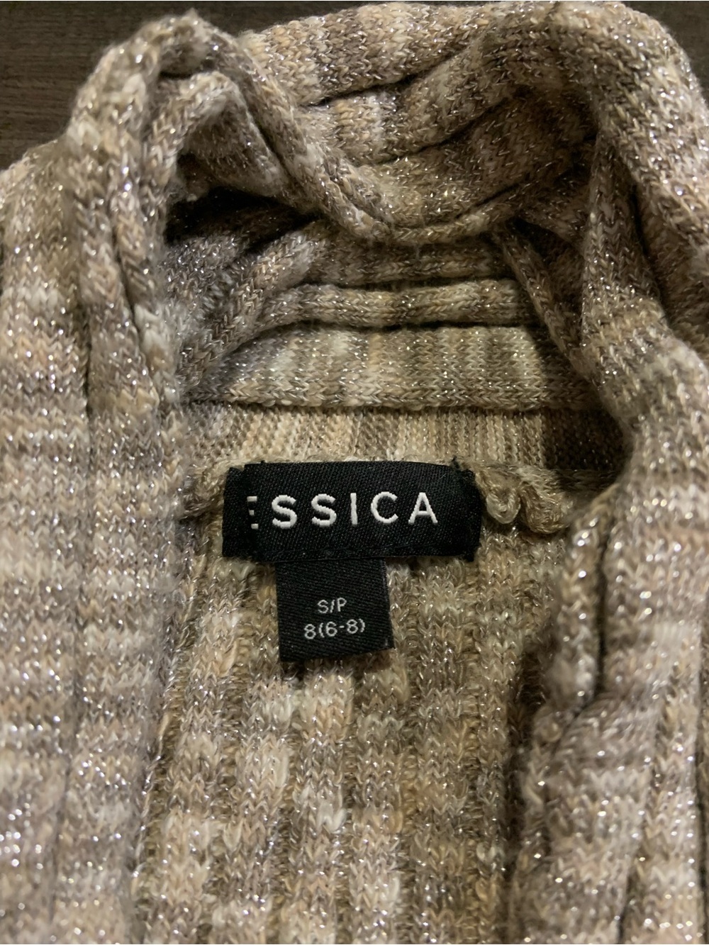 Jessica Neutral Beige Ribbed Open-Front Cardigan - Picture 2 of 2